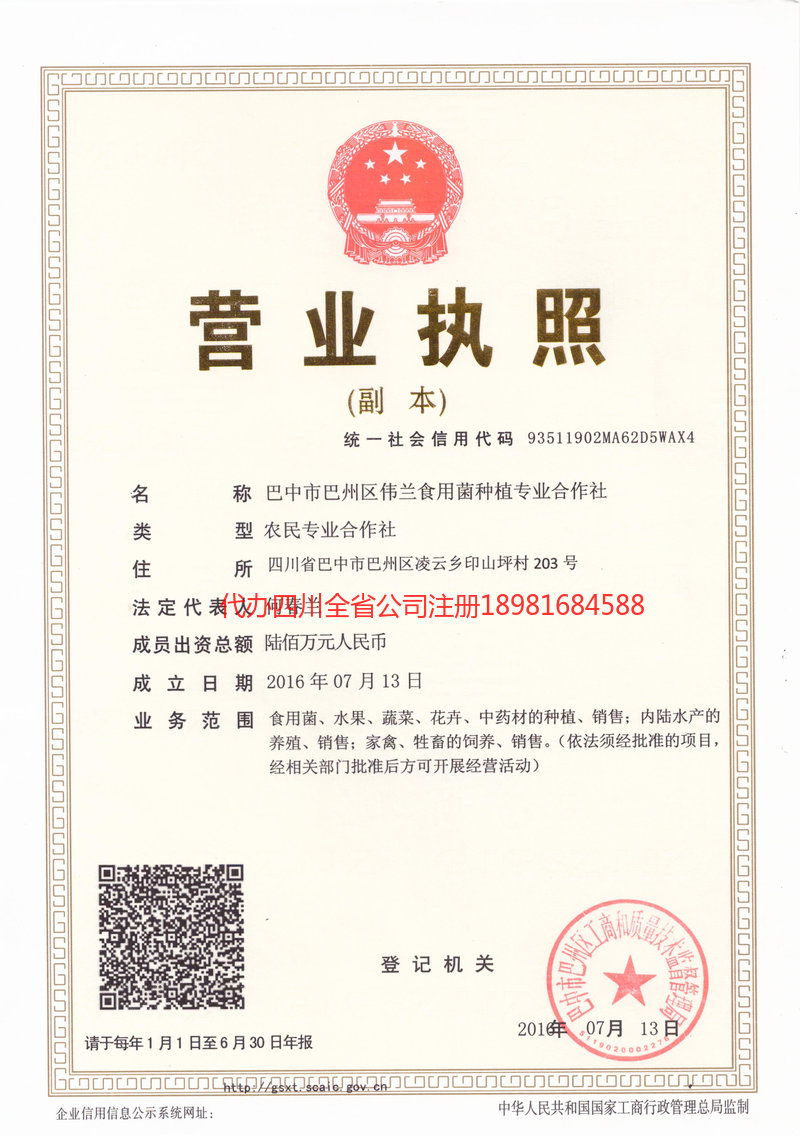 兴城兴城伟兰食用菌种植专业合作社